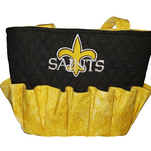 Hand crafted by ME Fleur-de-lis Bingo Makeup Bag for 12 exterior bush or dauber - Picture 4 of 6